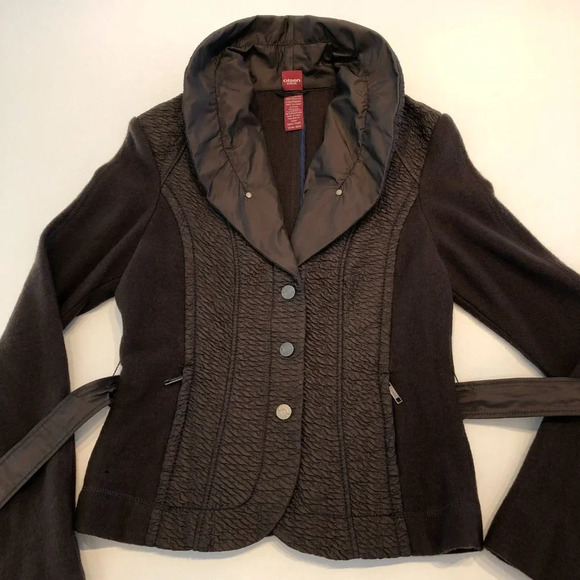 Sigrid Olsen Europe High Collar Sweater Jacket w Snap Front in Brown Size 2 - Picture 12 of 15